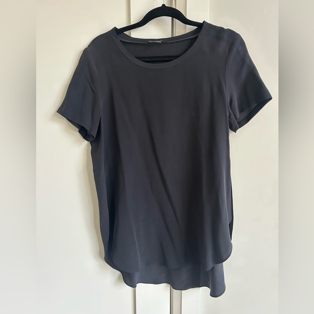 100% silk black t-shirt - M